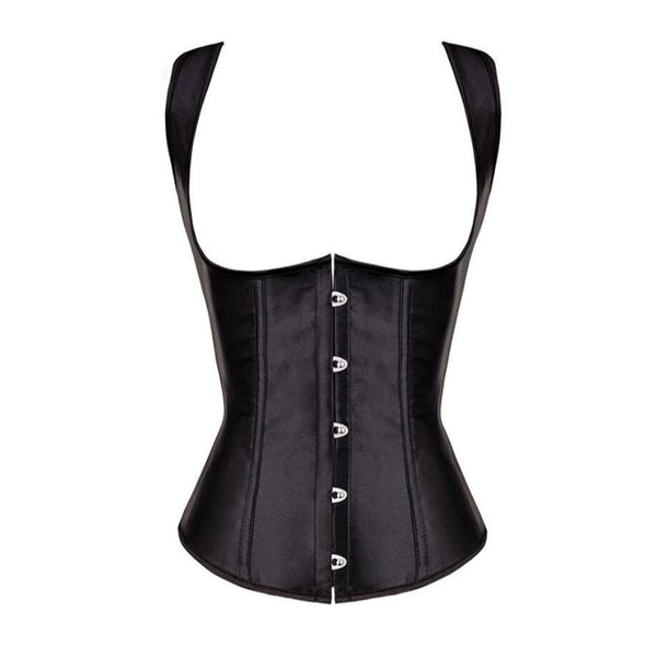 Sexy White Lace Up Satin Underbust Waist Cincher Vest with Straps Vintage  Gothic Corset Underbust Shaper Vest Plus Size