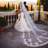 1 Layer Lace Appliqued Bridal Wedding Veil Long Comb Wedding Accessories Mantilla velos de novia