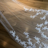 1 Layer Lace Appliqued Bridal Wedding Veil Long Comb Wedding Accessories Mantilla velos de novia