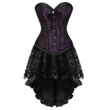Vintage Steampunk Corsets Dress Gothic Overbust Corset Dress Carnival Dress Showgirl Costume Petticoat Mini Skirt