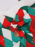 Women Christmas Dress Faux Fur Sweetheart Neck Multicolor Rhombus Plaid Print High Waist Vintage Party Tank Dress