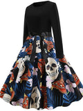 Halloween Vintage Fashion Print Dress