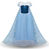 Girls Snow Queen Princess Frozen Dress Elsa Costumes for Birthday Party Cosplay