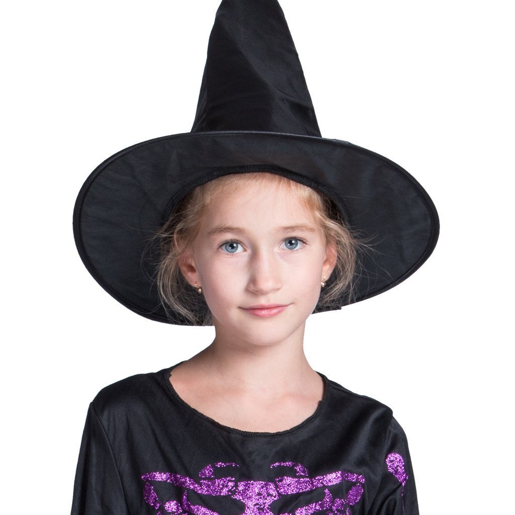 Cute Kids Girls Glitter Skull Witch Cosplay Costume Dress Cap Hat Sweet Outfit Set Halloween Party Festival Clothes