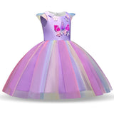 Girls Flower Unicorn Birthday Outfits Fancy Costume Princess Dress up Lace Tulle Pageant Party Dance Gown