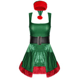 High Quality Sexy Adults Womens Green Elf Santa Claus Christmas Costume Sexy Santa Cosplay Xmas Outfit Fancy Dress