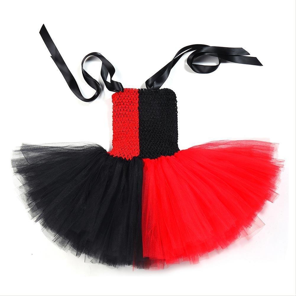 Girls Harley Quinn Tutu Dress with Headband Fancy Cosplay Tutu Dress Tulle Costume Outfit