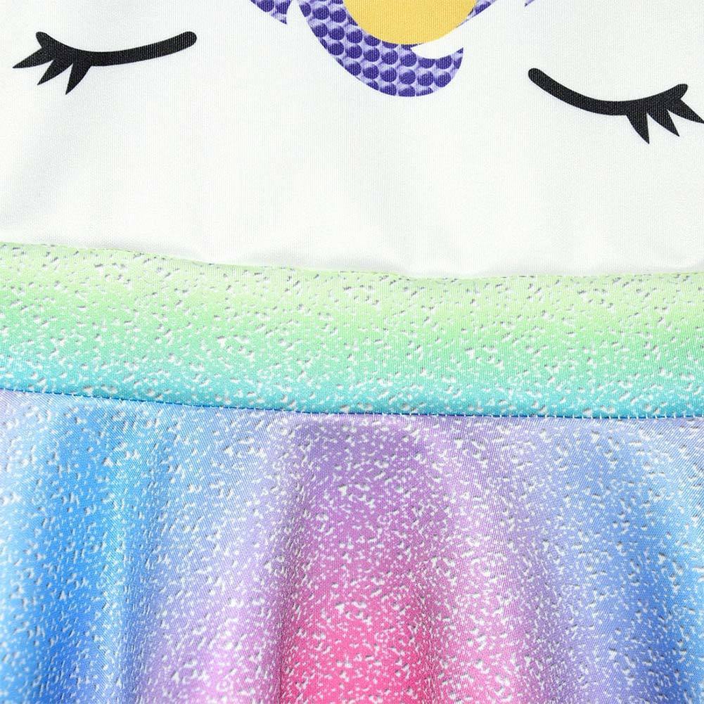 Girls Summer Colorful Unicorn Braces Dress Children Toddler Princess Party Pleated Dressses Baby Children Off Shoulder Frocks