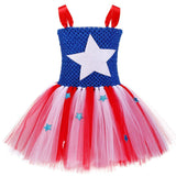 Girls Super Hero Dress Costume Party Supergirl Captain America Tutu Dress Up