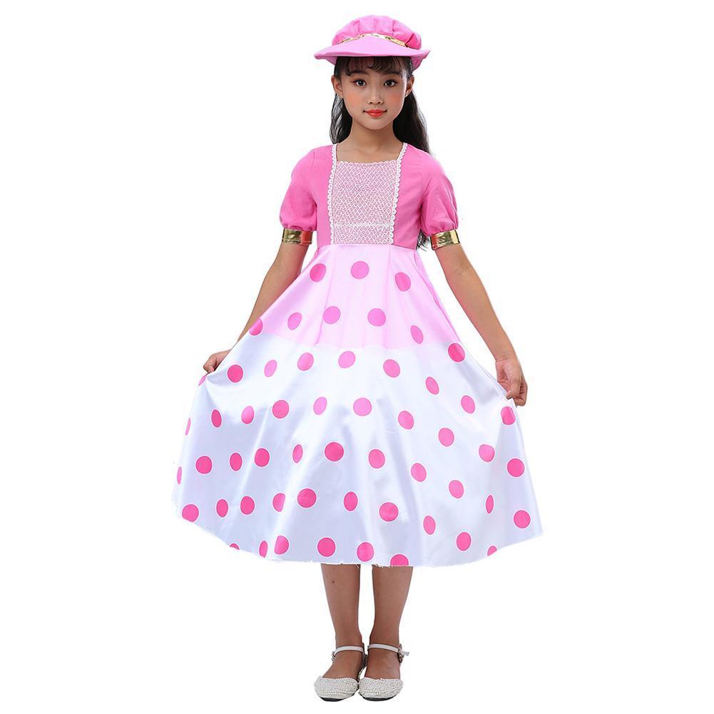 Kids Girls Toy Story Little Bo Peep Cosplay Dress Halloween Costume