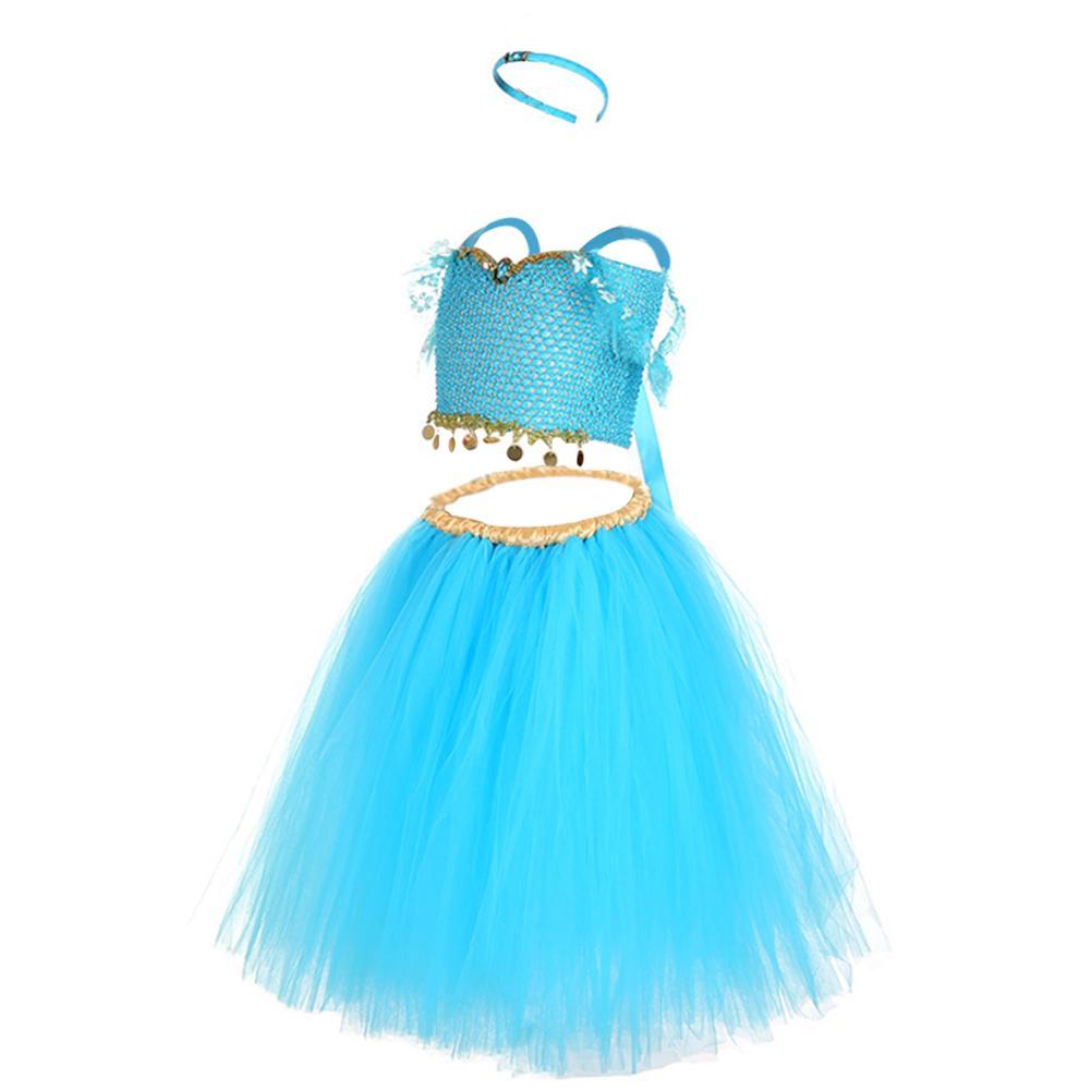 Girls Princess Jasmine Tutu Dress Costume Party Stage Tutu Dress Up