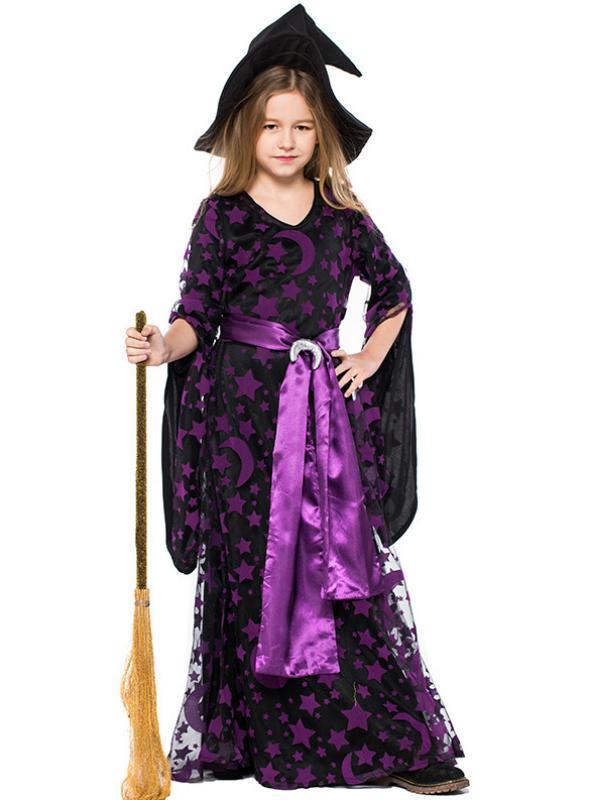 Halloween Siren Stage Star-moon Printed Witch Dresses