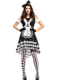 Halloween Black and White Plaid Alice Clock Stage Costume