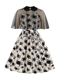 Halloween Mesh Print Vintage Dress