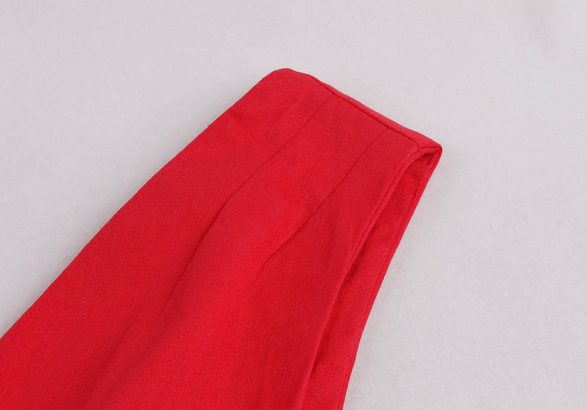 Red Pleated Plain Solid Vintage Wrap V-Neck Belted Elegant Party Retro Cotton Summer Dress