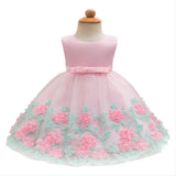 Girls Tutu Bow Dress Flower Petals Princess Dress with 3D Roses for Birthday Wedding Party