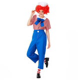 Halloween Women Humor Striped Clown Costume Fancy Cosplay Performance Outfit