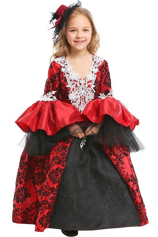 Little Girls Halloween Vampire Cosplay Costume Retro Royal Dress For Kids