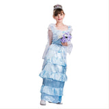 Girls Fancy Blue Lace Flower Fairy Dress Boho Rustic First Communion Gowns