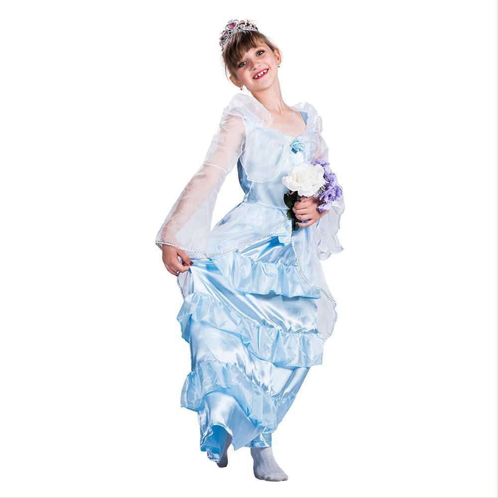 Girls Fancy Blue Lace Flower Fairy Dress Boho Rustic First Communion Gowns
