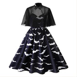 Two-Piece Set Dress Bat Printed Dress Casual Mini Dress Short Sleeve Shirt Dress