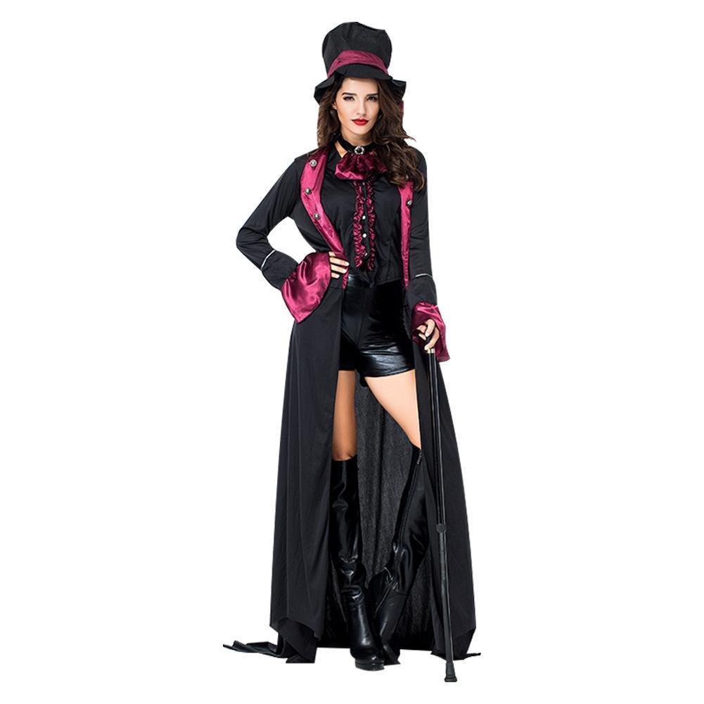 Adult Women Noble Dark Serious Count Dracula Vampire Cosplay Costume Party Costume Halloween Costume