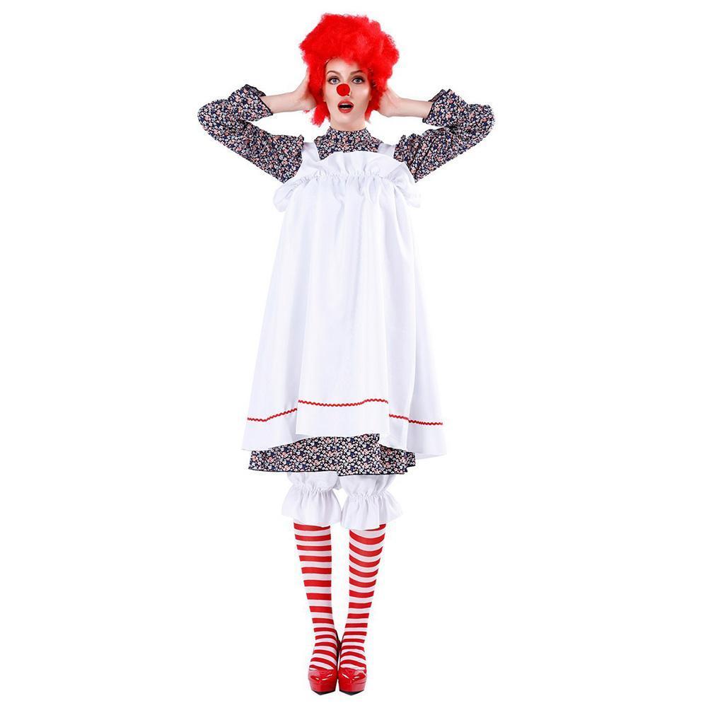 Halloween Women Humor Circus Clown Costume Fancy Party Cosplay Outfit