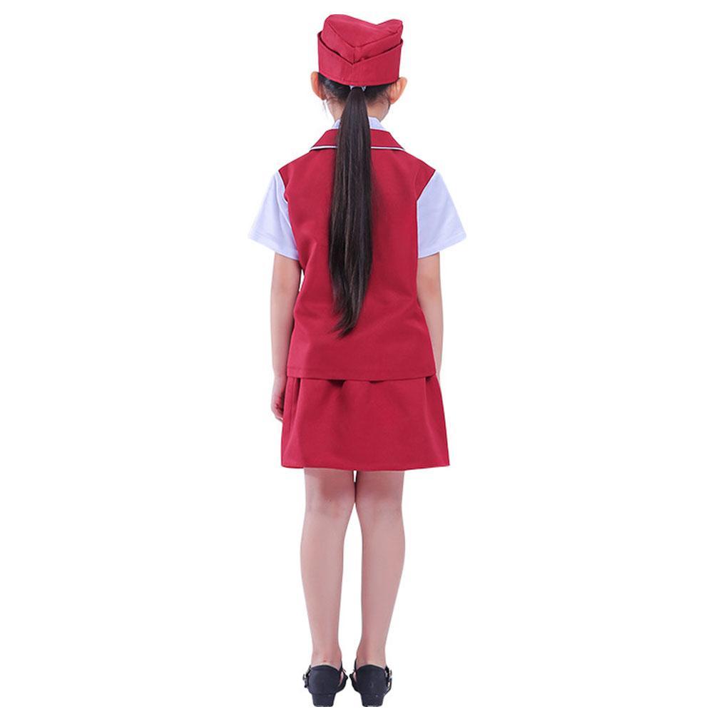 Girls 3Pcs Clothes Outfits Flight Attendant Uniform