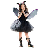 Girl Halloween Cosplay Costume Children Black Bat Princess Kid Party Dress