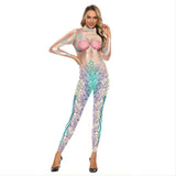 Halloween Women Sexy Mermaid Jumpsuits Cosplay Costume Slim Elastic Catsuits Mermaid Costume