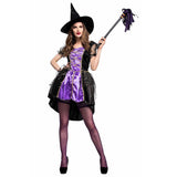 Halloween Women Costume Purple Witch Woman Dresses with Hat Carnival Cosplay Costumes Sorceress Clothes