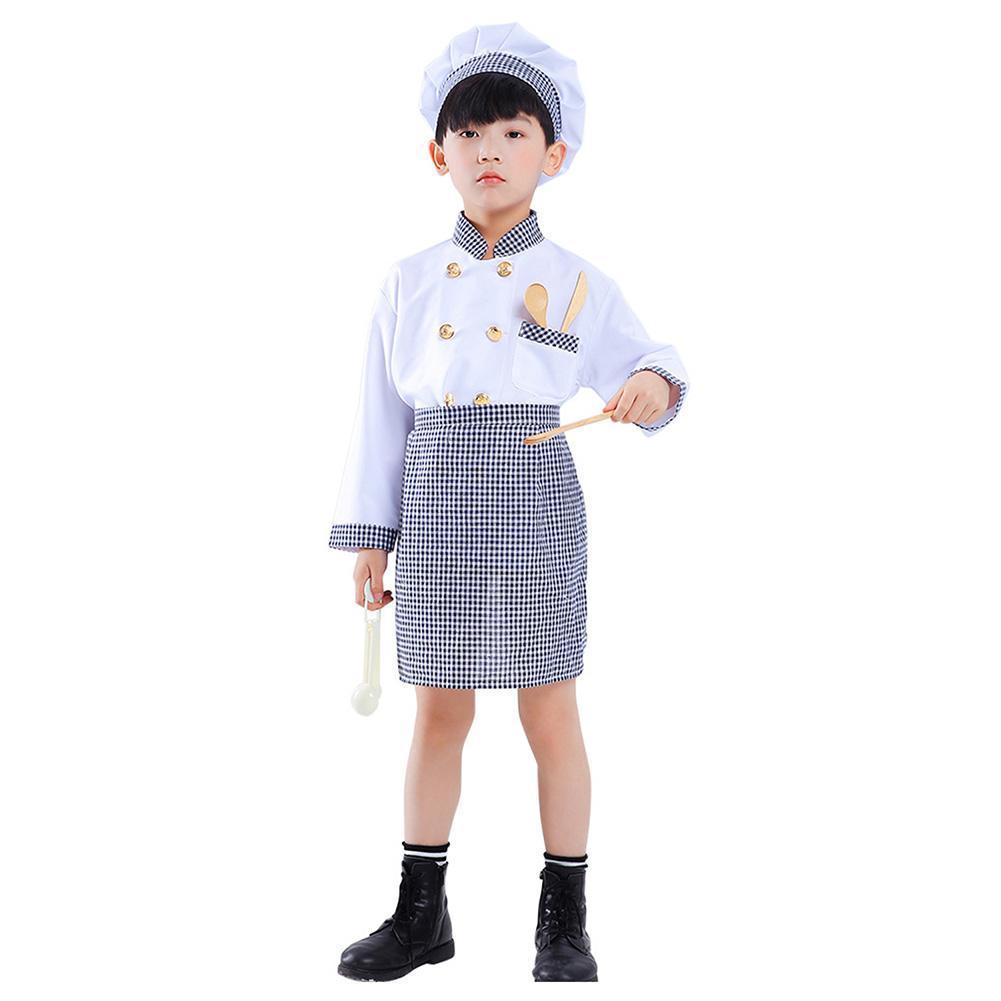 Kids Role Play Dress Up Pretend Chef Costume Playset for Halloween Performance Outfit