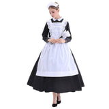 Adult Women Halloween French Maid Costume Black White Long Gown Arpon Dress Female Victorian Housekeeper Cosplay Outfit
