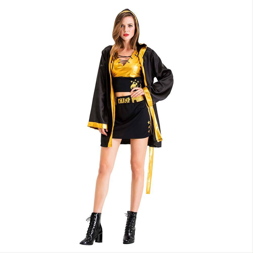 Halloween Adult Women Boxing Costume Boxer Role Playing Robe Halloween Carnival Cosplay Fancy Dress