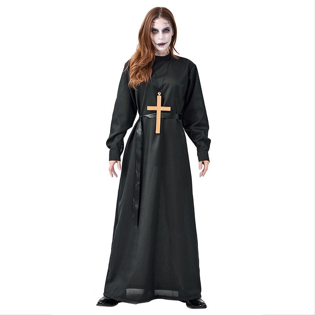 Halloween Cosplay Horror Bloody Nun Pastor Uniform Missionary Clothing Irregular Long Skirt Zombie Costumes