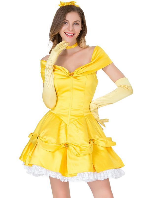 Fairy Tale Yellow Princess Cosply Dress