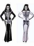 Vocole Day of The Dead Skeleton Maxi Dress Costume Halloween Fancy Dress