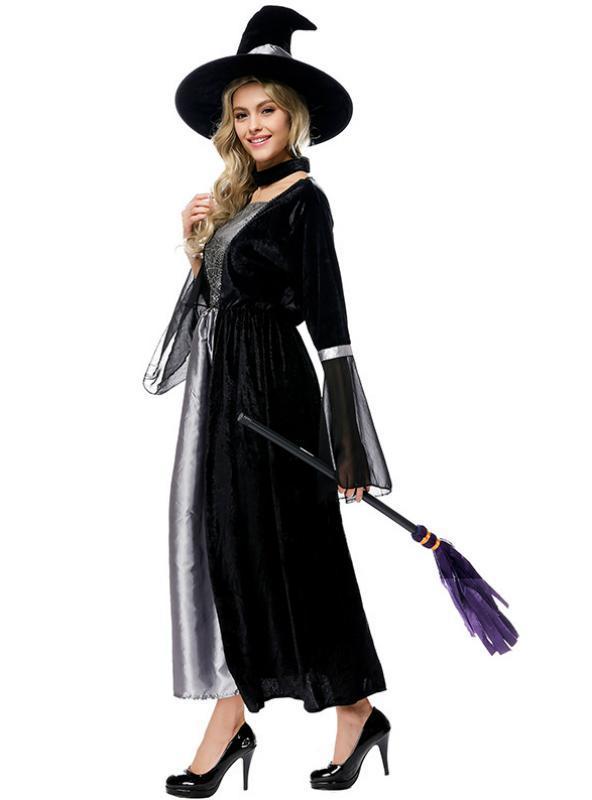 Holloween Cosplay Witch Dress Black Gauze Dress