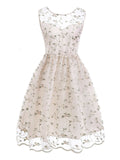 1950s Floral Embroidery Lace Dress