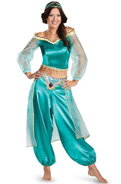 Jasmine Costume for Women, Deluxe Arabian Princess India Belly Dance Dress
