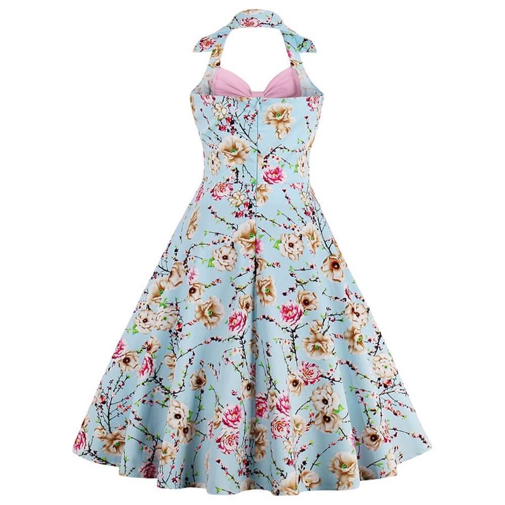 1950s Halter Floral Swing Dress