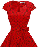 Red 1940s Floral Belted Dress