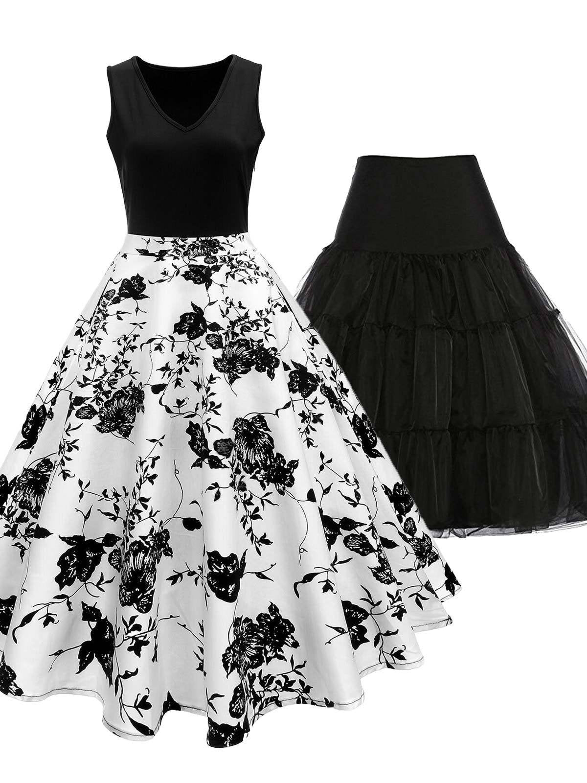 2PCS Top Seller 1950s Dress & Black Petticoat
