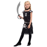 Kids Girls Black Gothic Punk Pirate Costume Halloween Purim Carnival New Year Party Costumes Dress Up