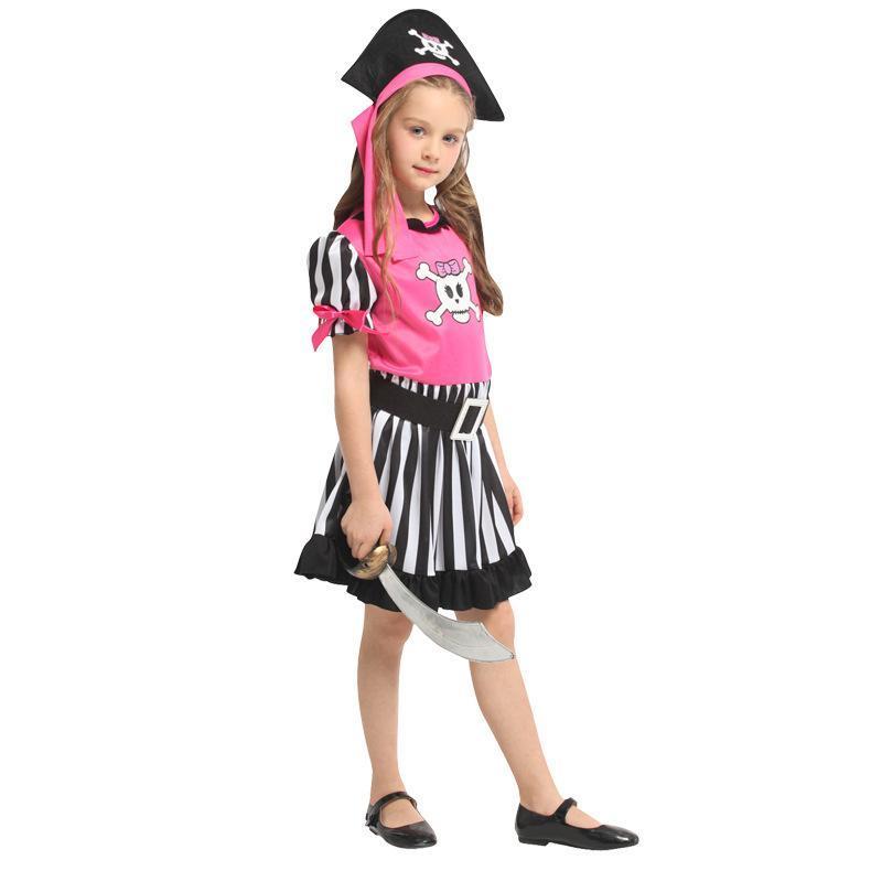 Halloween Costumes for Girls Pink Skull Pirate Costume Party Carnival Fancy Dress