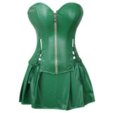 Plus Size Women Steampunk Faux Leather Waist Cincher zipper Boned Bustier Top Corset Dress Overbust Brocade Sexy over Size S-6XL