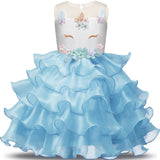 Baby Girl Unicorn Costume Pageant Flower Princess Party Dress