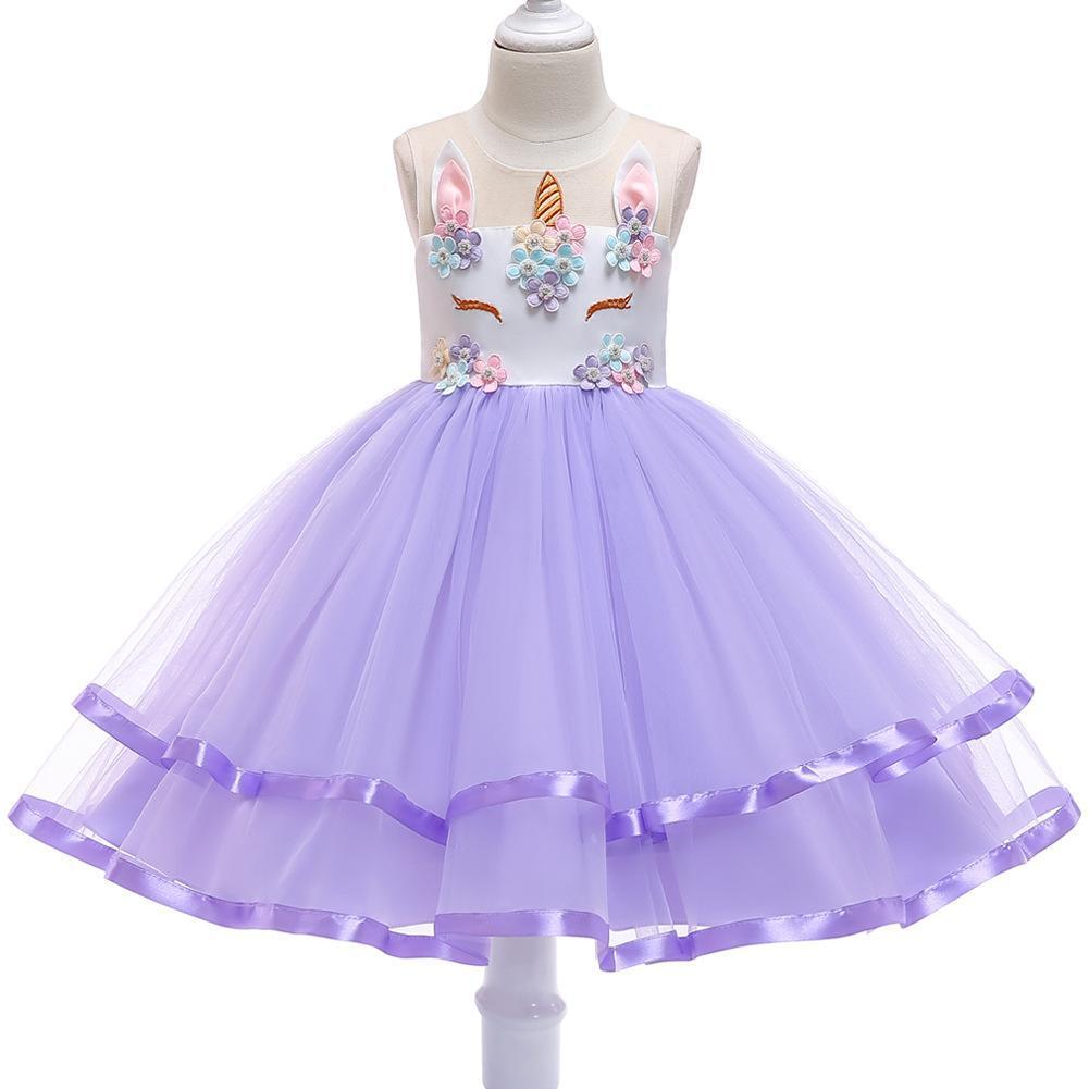 Girls Unicorn Dresses for Girl Costumes Kids Party Wedding Prom Ball Gown