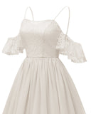 1950s Lace Cold Shoulder Strap Dress