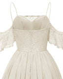 1950s Lace Cold Shoulder Strap Dress